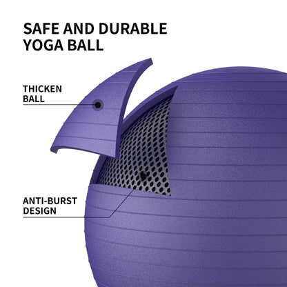 FITMIND Extra Thick Exercise Ball 75cm Yoga Ball for Workout Pregnancy Stability,Anti-Burst and Slip Resistant Swiss Ball with Pump for Yoga, Pilates, Fitness,Birthing,Physical Therapy (Purple 5265C) - zenfulharmony.com