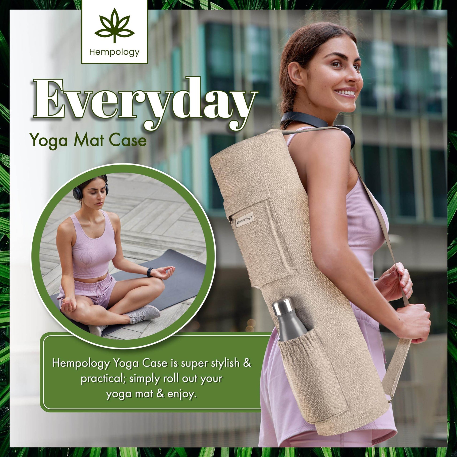 HEMPOLOGY Yoga Mat Bag - Yoga Mat Carrier with Adjustable Strap, Yoga Bag for Mat, Yoga Mat Bag Carrier for Standard Size Mats, Yoga Mat Bags, Yoga Mat Carrier for Men and Women (Beige) - zenfulharmony.com