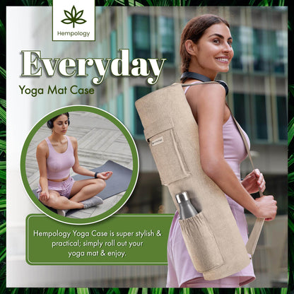 HEMPOLOGY Yoga Mat Bag - Yoga Mat Carrier with Adjustable Strap, Yoga Bag for Mat, Yoga Mat Bag Carrier for Standard Size Mats, Yoga Mat Bags, Yoga Mat Carrier for Men and Women (Beige) - zenfulharmony.com