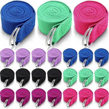 Leyndo 24 Pieces Yoga Strap Stretching Pilates Exercise Adjustable Straps 6 ft Non Elastic Yoga Belt with Adjustable D Ring Buckle for Pilates Gym Workouts Fitness - zenfulharmony.com