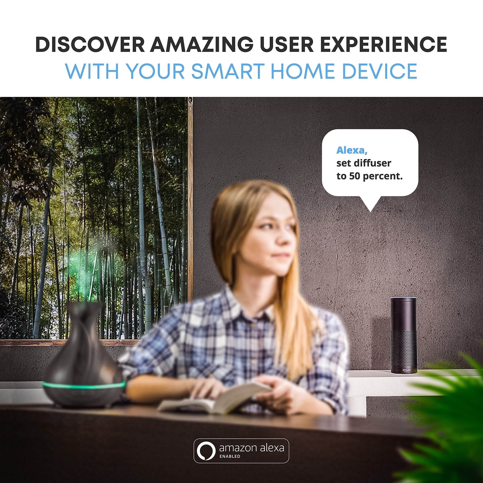 Smart WiFi Wireless Essential Oil Aromatherapy 400ml Ultrasonic Diffuser & Humidifier with Alexa & Google Home Phone App & Voice Control - Create Schedules - LED & Timer Settings Dark Brown - zenfulharmony.com