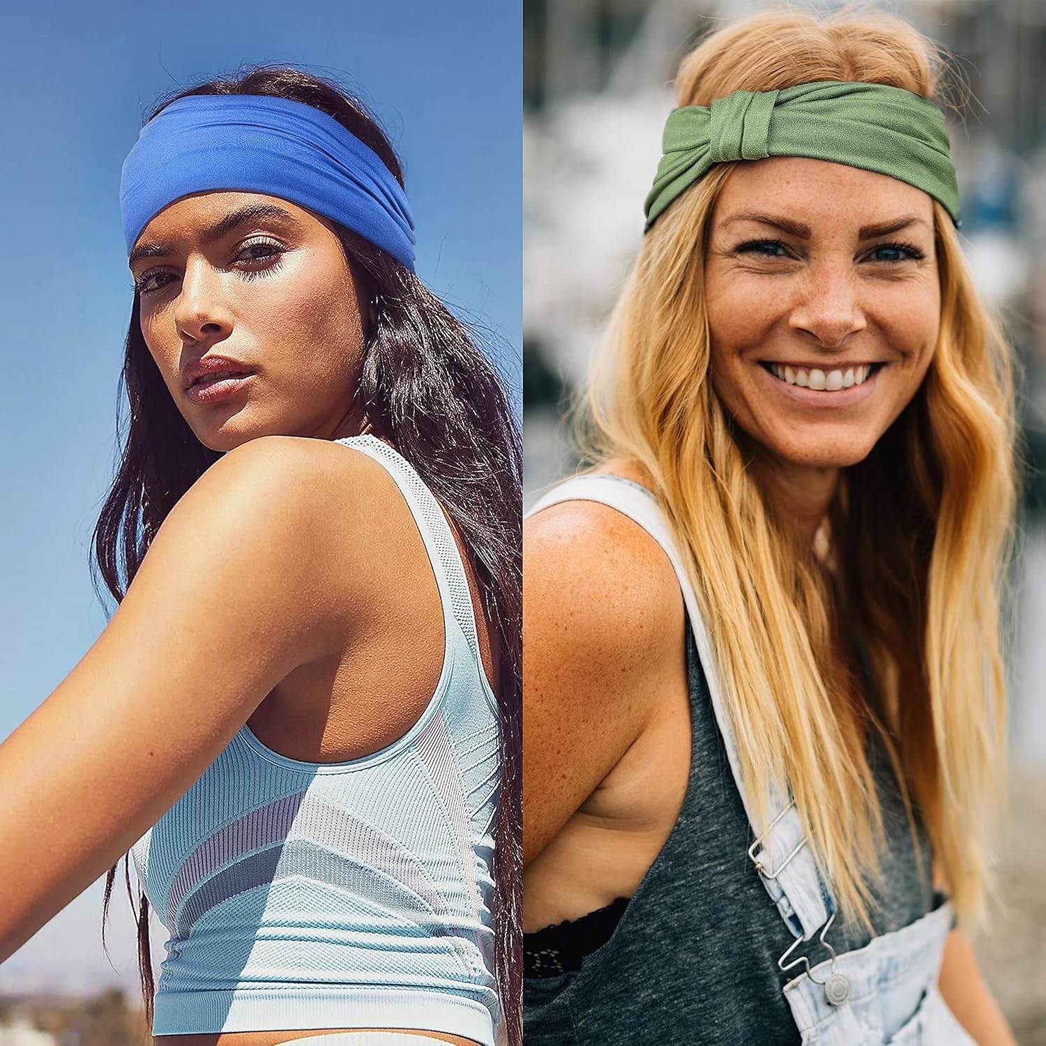 GILI 6 Pack Wide Headbands for Women Non Slip Soft Elastic Hair Bands Yoga Running Sports Workout Gym Head Wraps, Knotted Cotton Cloth African Turbans Bandana (with 6 Pcs Hair Ties) - zenfulharmony.com