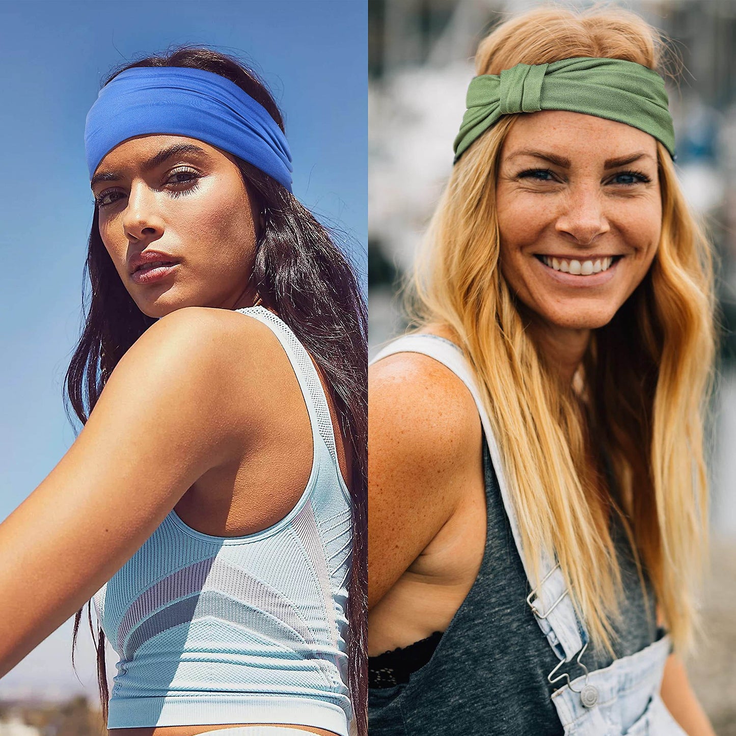 GILI 6 Pack Wide Headbands for Women Non Slip Soft Elastic Hair Bands Yoga Running Sports Workout Gym Head Wraps, Knotted Cotton Cloth African Turbans Bandana (with 6 Pcs Hair Ties) - zenfulharmony.com
