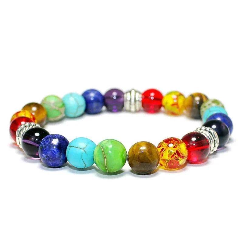Seven Chakra Beads Bracelet Natural Stones Black Rope Braided Bracelet - zenfulharmony.com