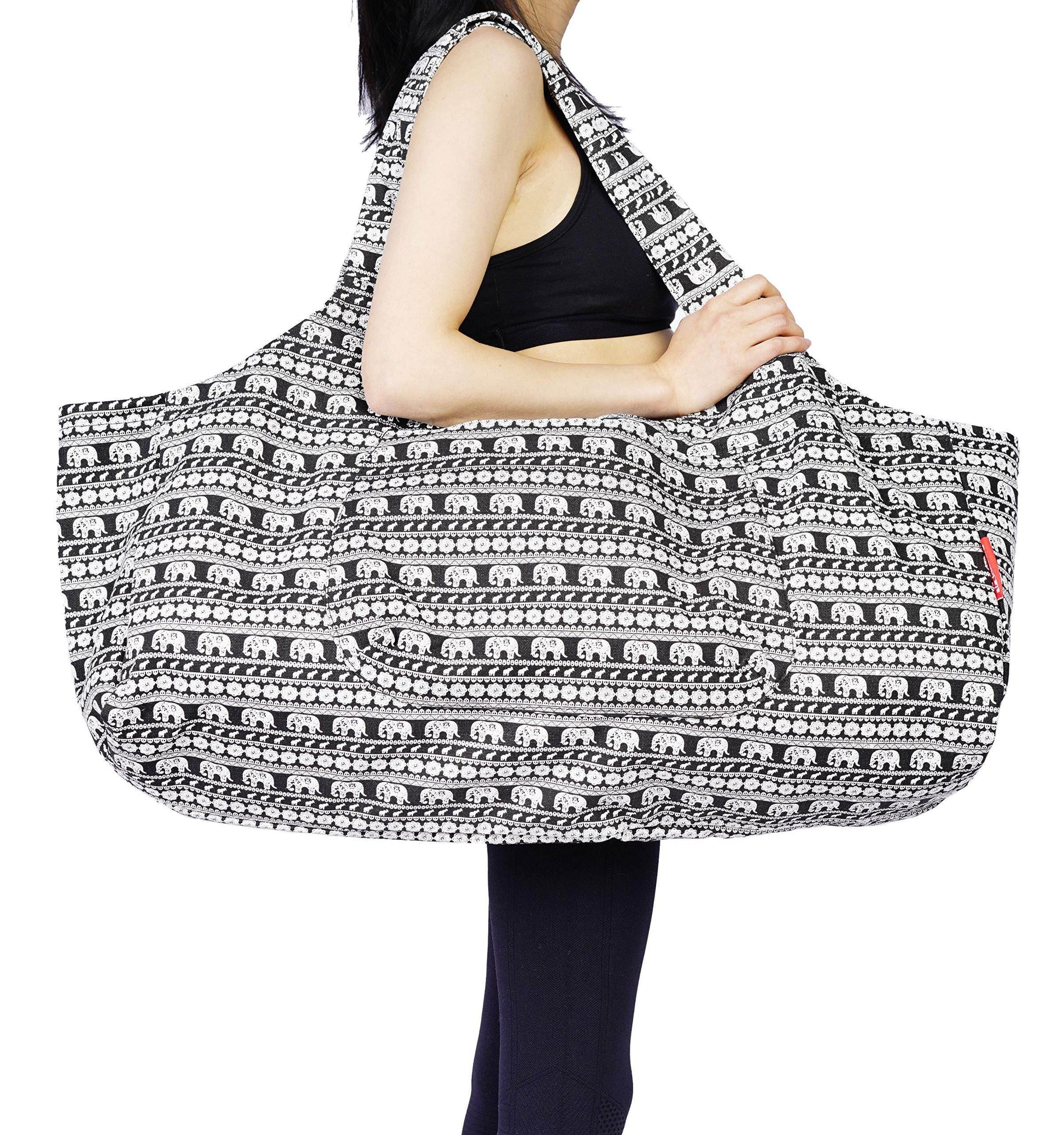Aozora Yoga Mat Bag Large Yoga Mat Tote Sling Carrier with Pockets Fits Mats with Multi-Functional Storage Pockets Light and Durable (Elephant) - zenfulharmony.com
