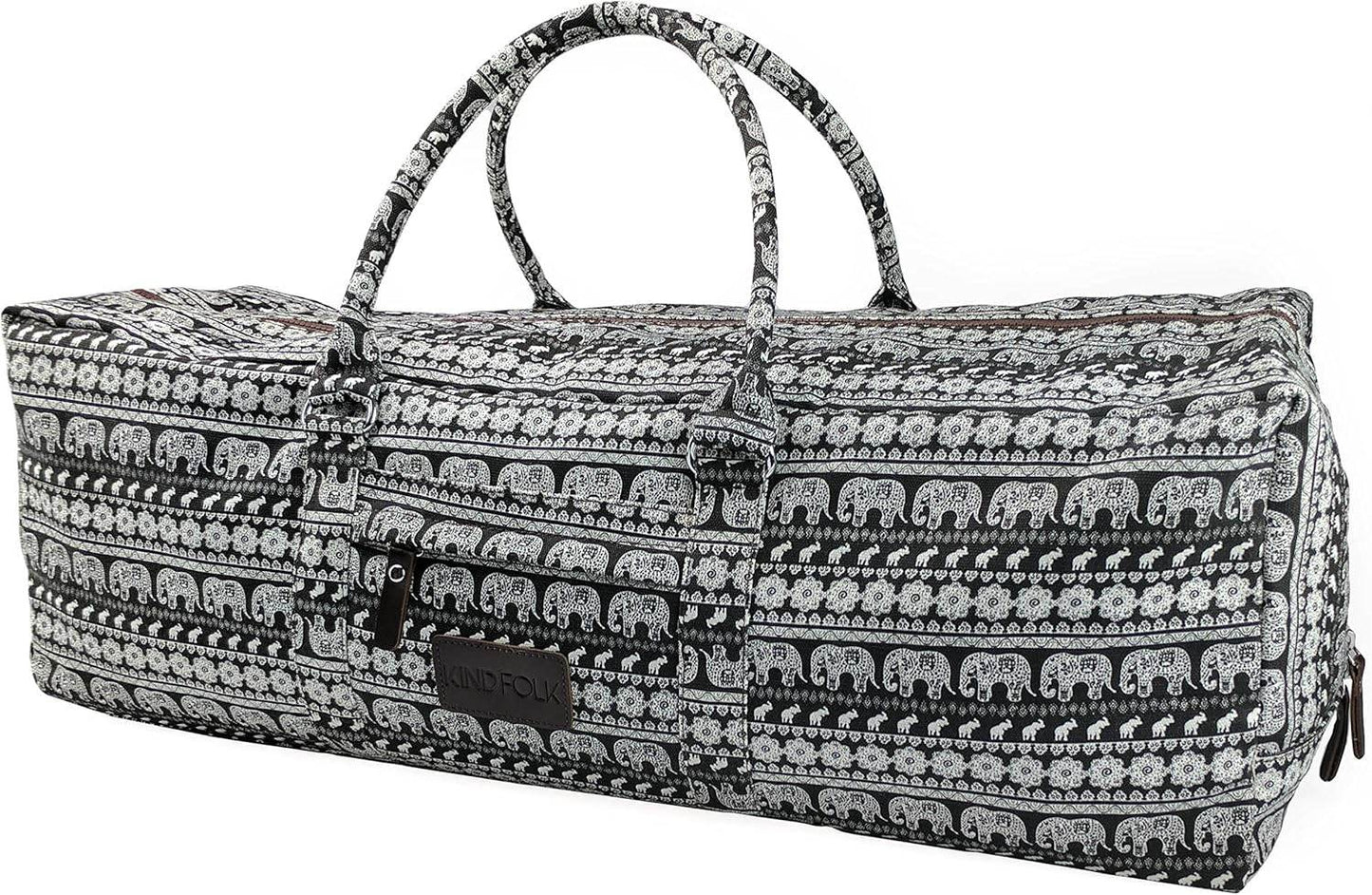 Kindfolk Yoga Mat XL Duffel Bag Extra Large Patterned Canvas with Pocket and Zipper - zenfulharmony.com