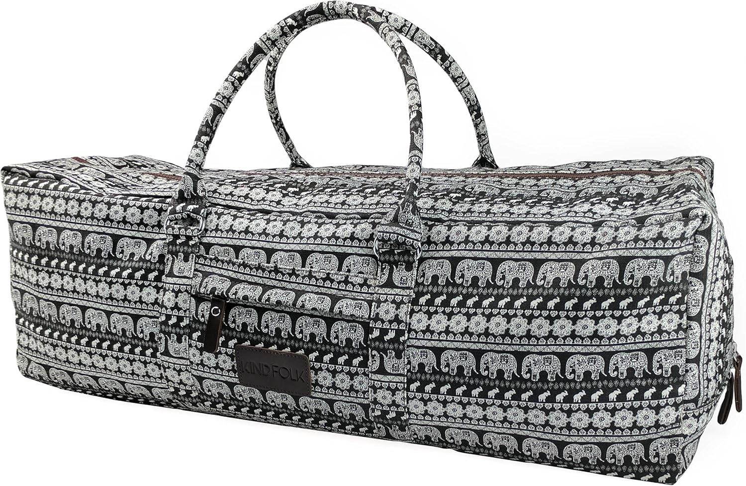 Kindfolk Yoga Mat XL Duffel Bag Extra Large Patterned Canvas with Pocket and Zipper - zenfulharmony.com