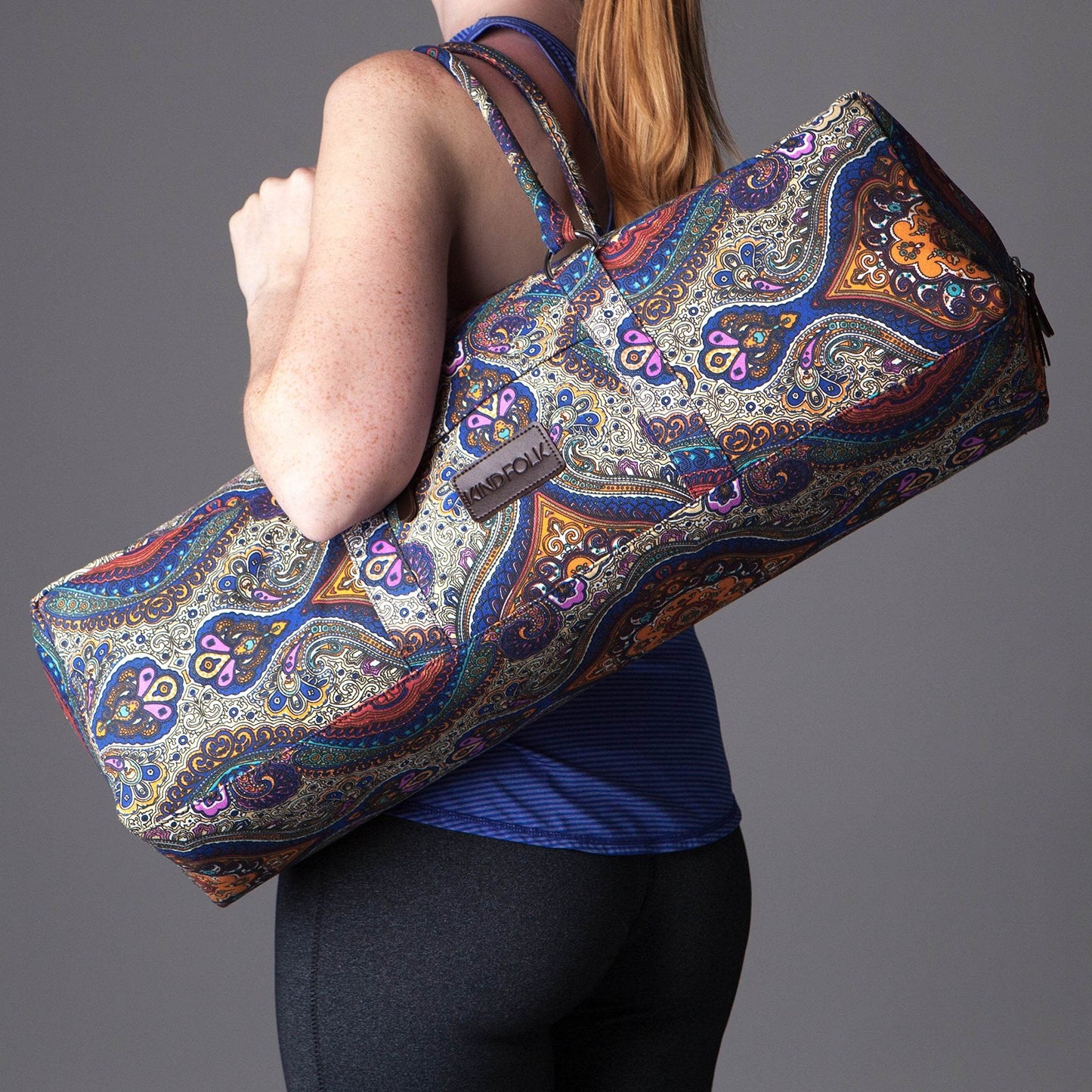 Kindfolk Yoga Mat Duffel Bag Canvas with Pocket and Zipper (Celestial) - zenfulharmony.com