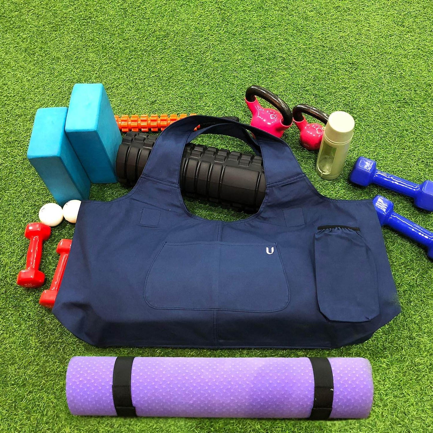 Yoga Mat Bag Large Yoga Mat Tote Sling Carrier with 4 Pockets Fits All Size Mats With Multi-Functional Storage Pockets Light And Durable（With Yoga Mat Carrying Strap） - zenfulharmony.com