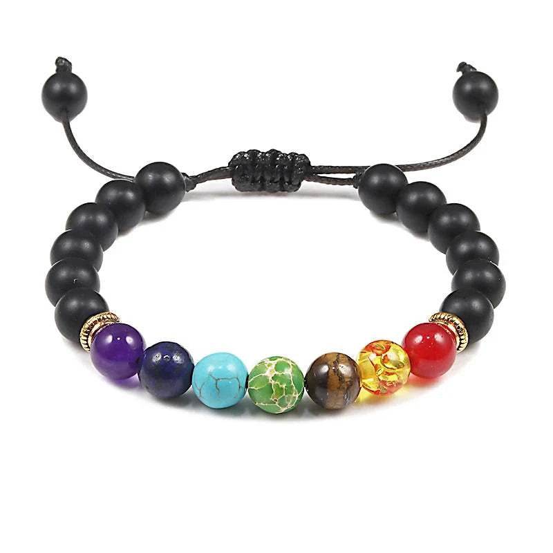 7 Chakra Beads Natural Lava Tiger Eye Stone Bracelet For Women Men - zenfulharmony.com