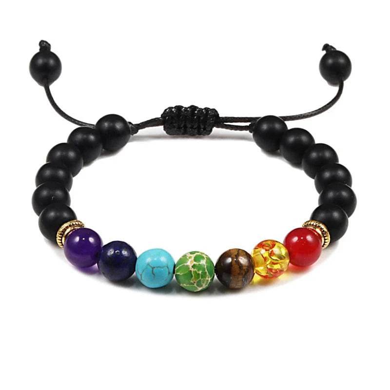 7 Chakra Beads Natural Lava Tiger Eye Stone Bracelet For Women Men - zenfulharmony.com
