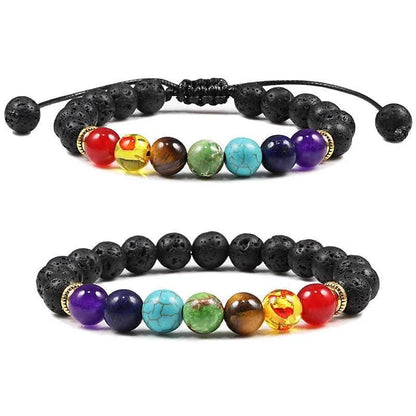7 Chakra Beads Natural Lava Tiger Eye Stone Bracelet For Women Men - zenfulharmony.com