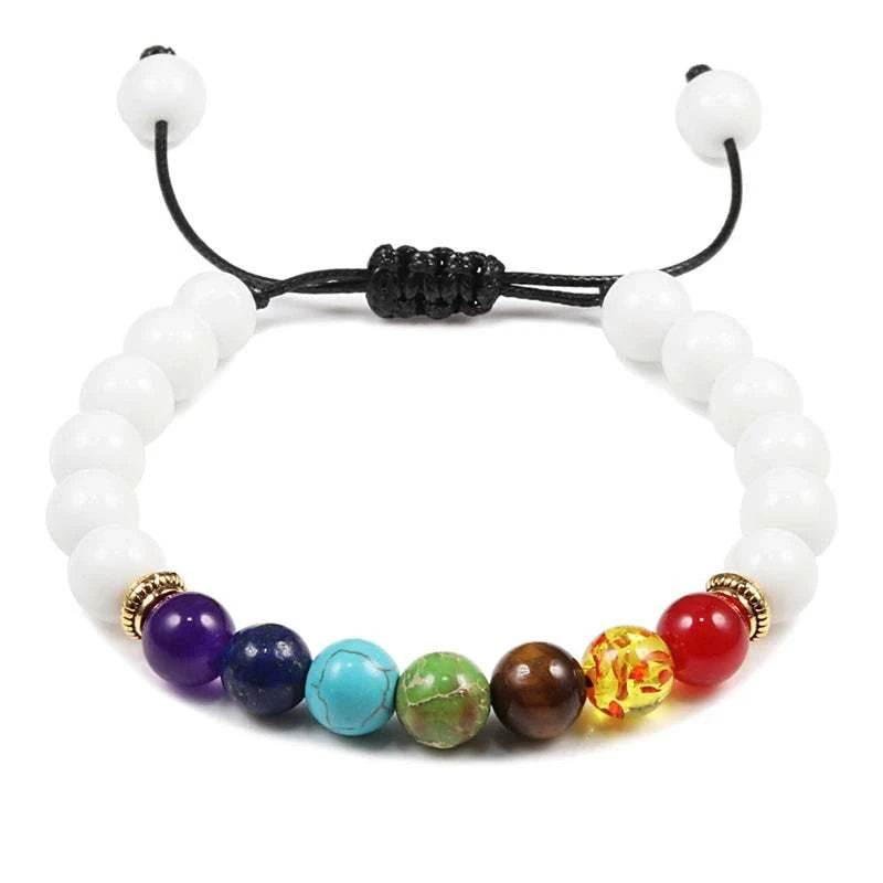 7 Chakra Beads Natural Lava Tiger Eye Stone Bracelet For Women Men - zenfulharmony.com