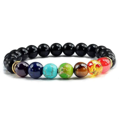 7 Chakra Beads Natural Lava Tiger Eye Stone Bracelet For Women Men - zenfulharmony.com