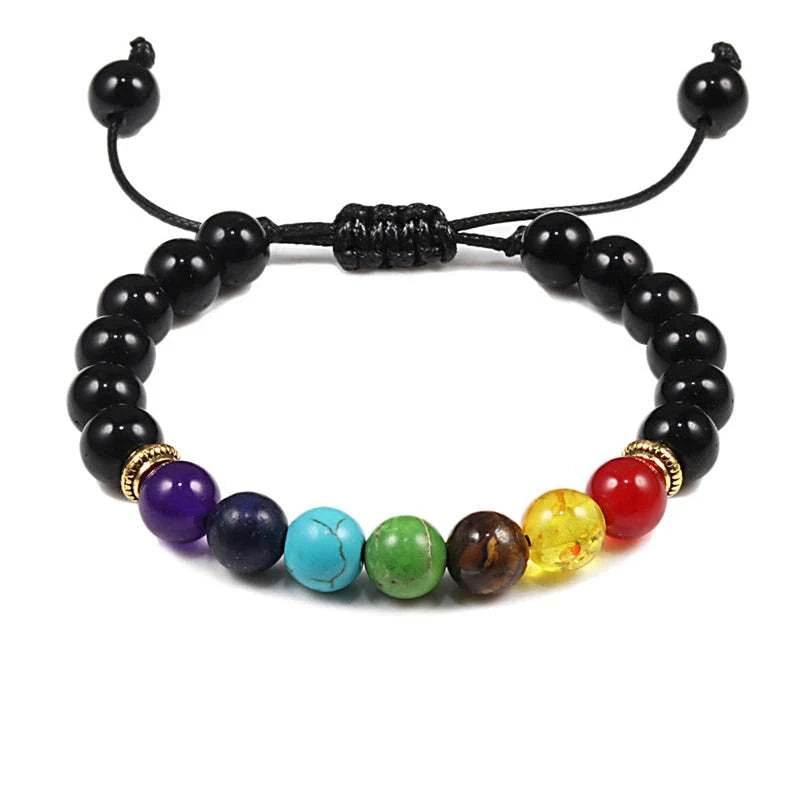 7 Chakra Beads Natural Lava Tiger Eye Stone Bracelet For Women Men - zenfulharmony.com