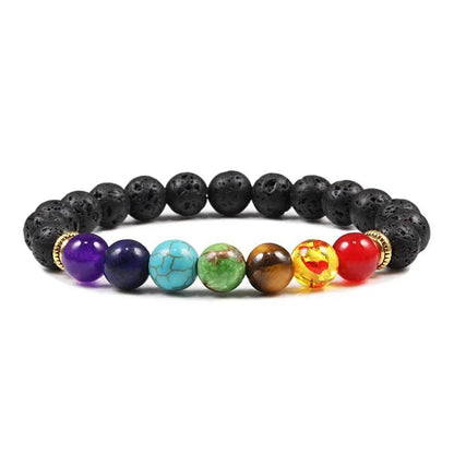 7 Chakra Beads Natural Lava Tiger Eye Stone Bracelet For Women Men - zenfulharmony.com