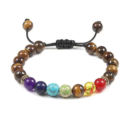 7 Chakra Beads Natural Lava Tiger Eye Stone Bracelet For Women Men - zenfulharmony.com