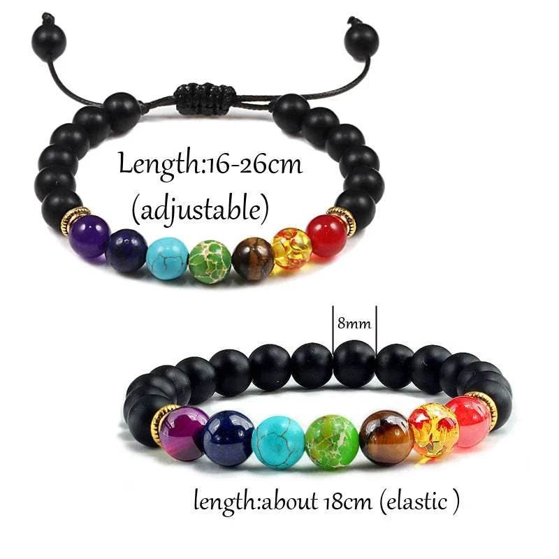 7 Chakra Beads Natural Lava Tiger Eye Stone Bracelet For Women Men - zenfulharmony.com