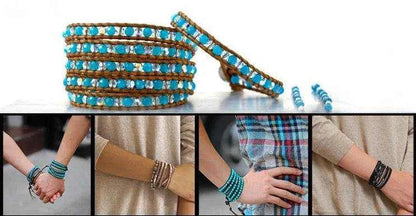 Double Layer Natural Stone African Jasper Bracelets woven Bohemia Zinc - zenfulharmony.com