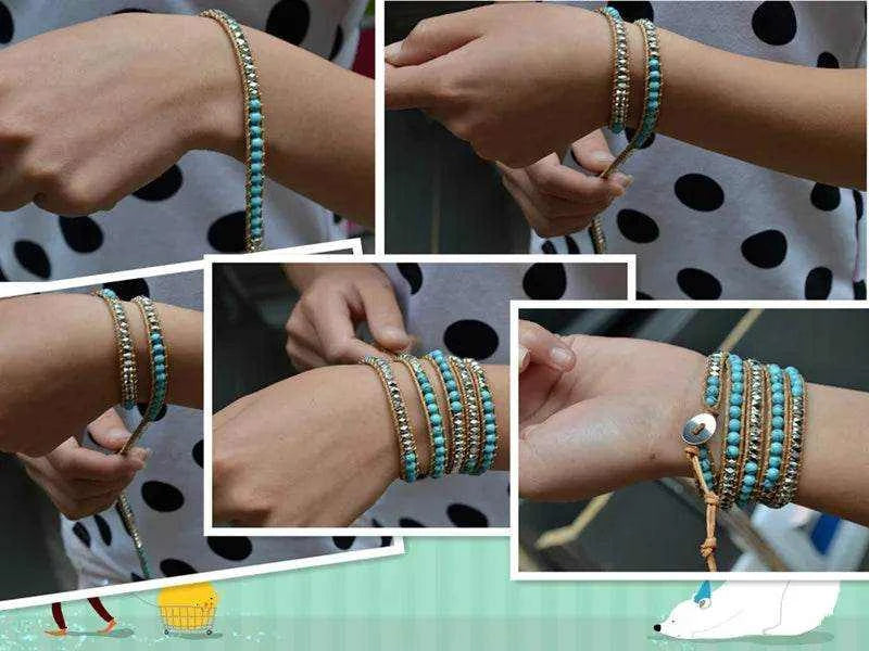 Double Layer Natural Stone African Jasper Bracelets woven Bohemia Zinc - zenfulharmony.com