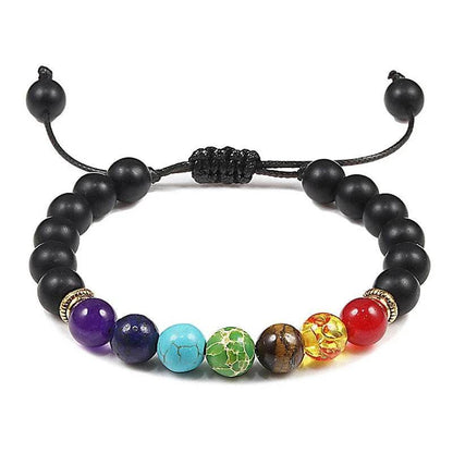 7 Chakra Beads Natural Lava Tiger Eye Stone Bracelet For Women Men - zenfulharmony.com
