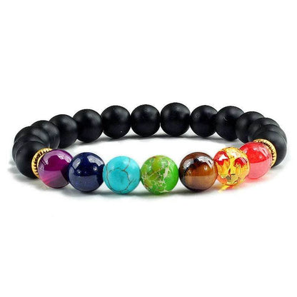 7 Chakra Beads Natural Lava Tiger Eye Stone Bracelet For Women Men - zenfulharmony.com
