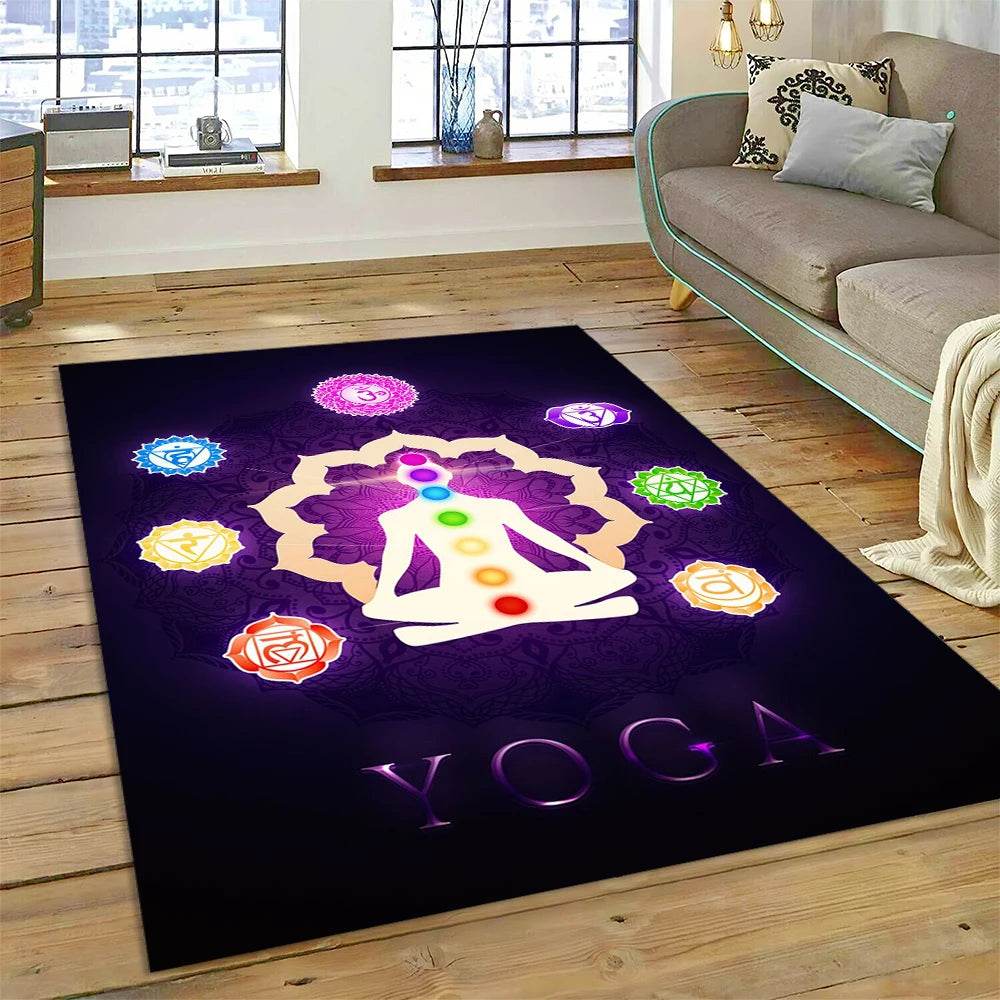 3D Yoga Zen Naturalize Meditation Rainbow 7 Chakra Area Rug,Carpet for Living Room Bedroom Sofa Doormat Decor,Non-slip Floor Mat - zenfulharmony.com