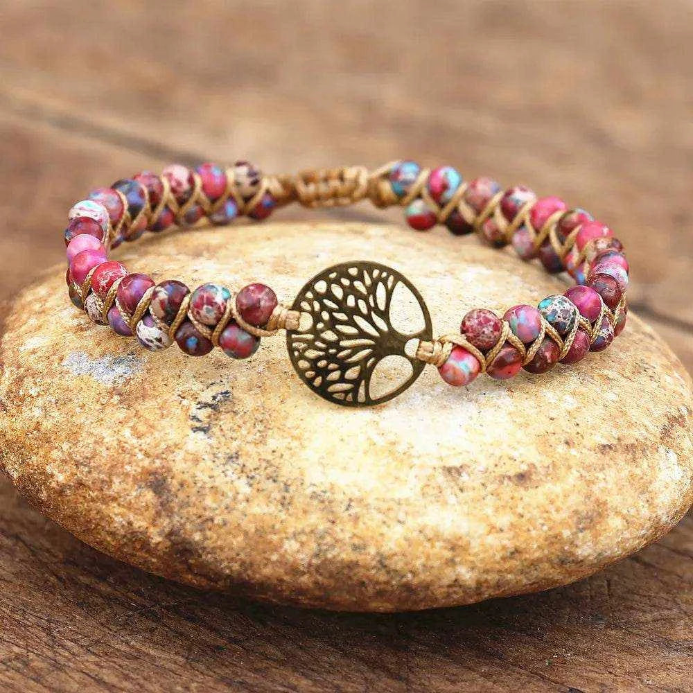 Double Layer Natural Stone African Jasper Bracelets woven Bohemia Zinc - zenfulharmony.com