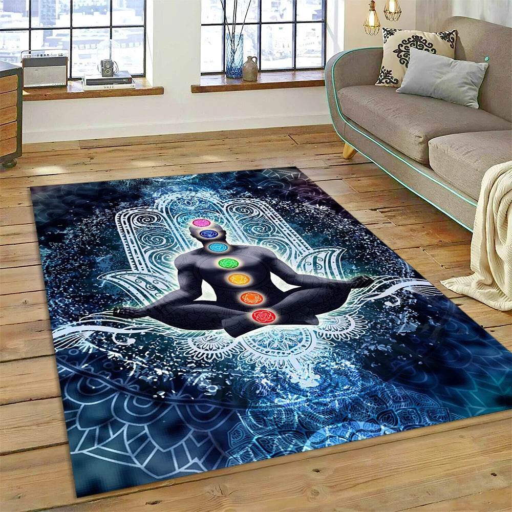 3D Yoga Zen Naturalize Meditation Rainbow 7 Chakra Area Rug,Carpet for Living Room Bedroom Sofa Doormat Decor,Non-slip Floor Mat - zenfulharmony.com