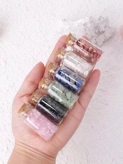 Natural Crystal Crushed Stone 5-7mm Drift Bottle Wooden Box Collection Gift Box - zenfulharmony.com