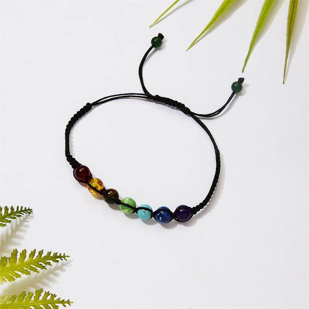 Boho 7 Chakra Healing Beaded Bracelets For Women Men 8mm Reiki Prayer Balance Beads Bracelet Adjustable Braided Bangles Jewelry - zenfulharmony.com