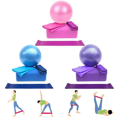 Yoga Starter Kit 5pcs Yoga Equipment Set With Blocks Ball Stretching Strap Resistance Loop Pilates Exercise Band - zenfulharmony.com