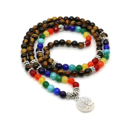 6mm Beads Tiger Eye 7 Chakra Mala Bracelets - zenfulharmony.com