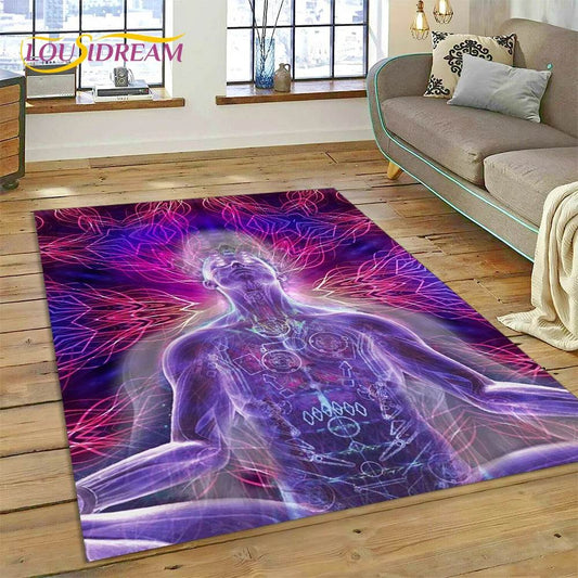 3D Yoga Zen Naturalize Meditation Rainbow 7 Chakra Area Rug,Carpet for Living Room Bedroom Sofa Doormat Decor,Non-slip Floor Mat - zenfulharmony.com
