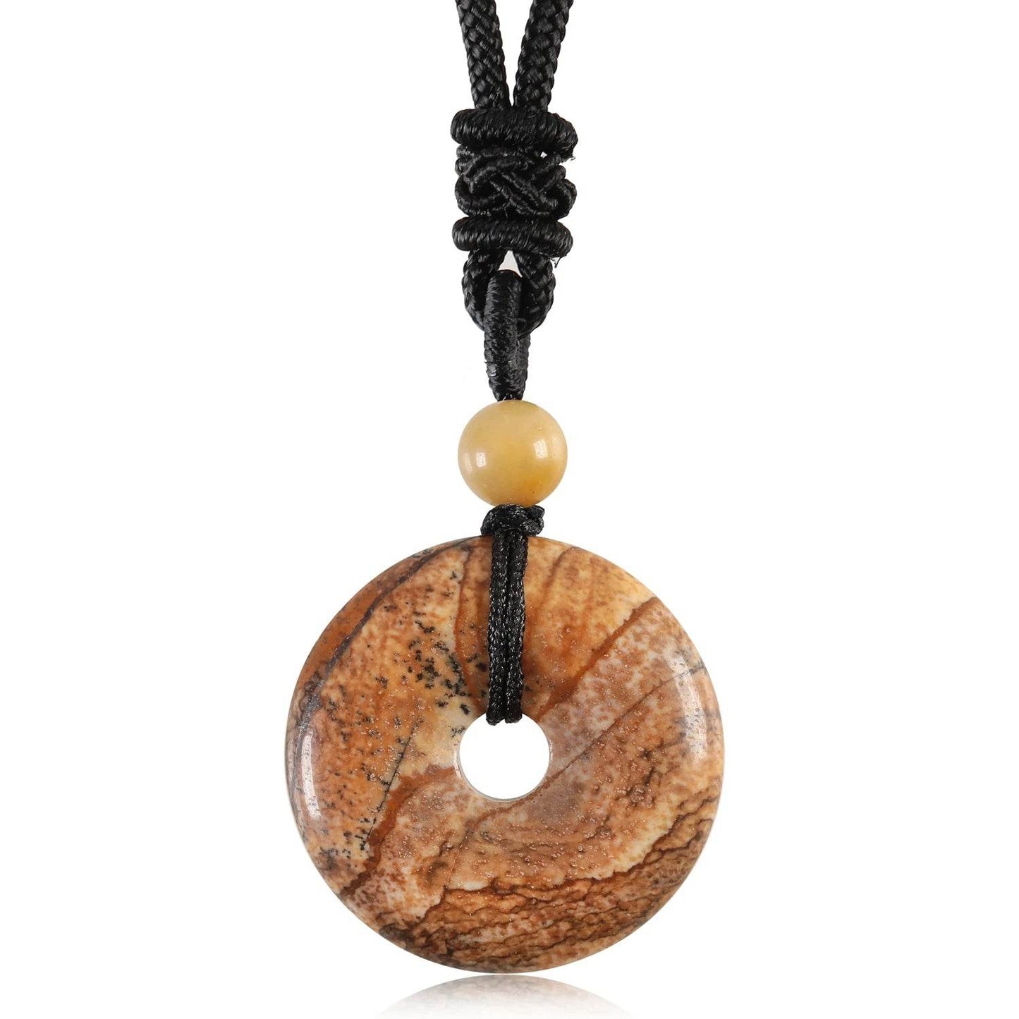 25mm Circle Donut Healing Crystal Quartz Necklace For Women Men Natural Amethyst Stone Amulet Lucky Chakra Coin Charm Pendant - zenfulharmony.com