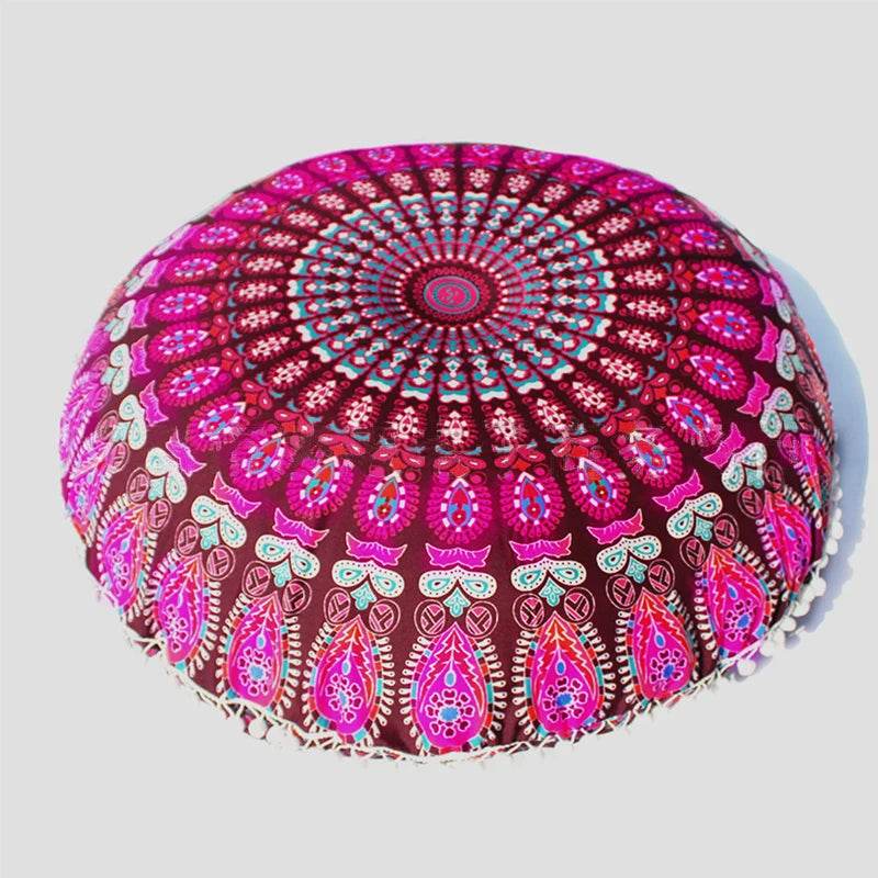 43CM Round Mandala Pillowcase Bohemian Cushion Cover Floor Cushion Pillows Cover Home Hotel Pillows flower Printed Pillowcase - zenfulharmony.com