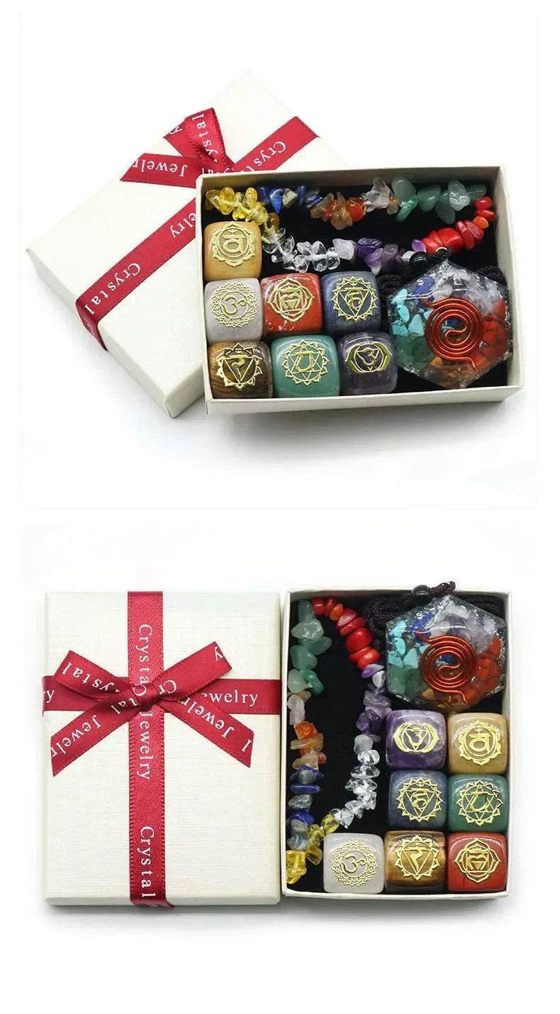 7 Chakra Yoga Symbol Square Crystal Resin Necklace - zenfulharmony.com