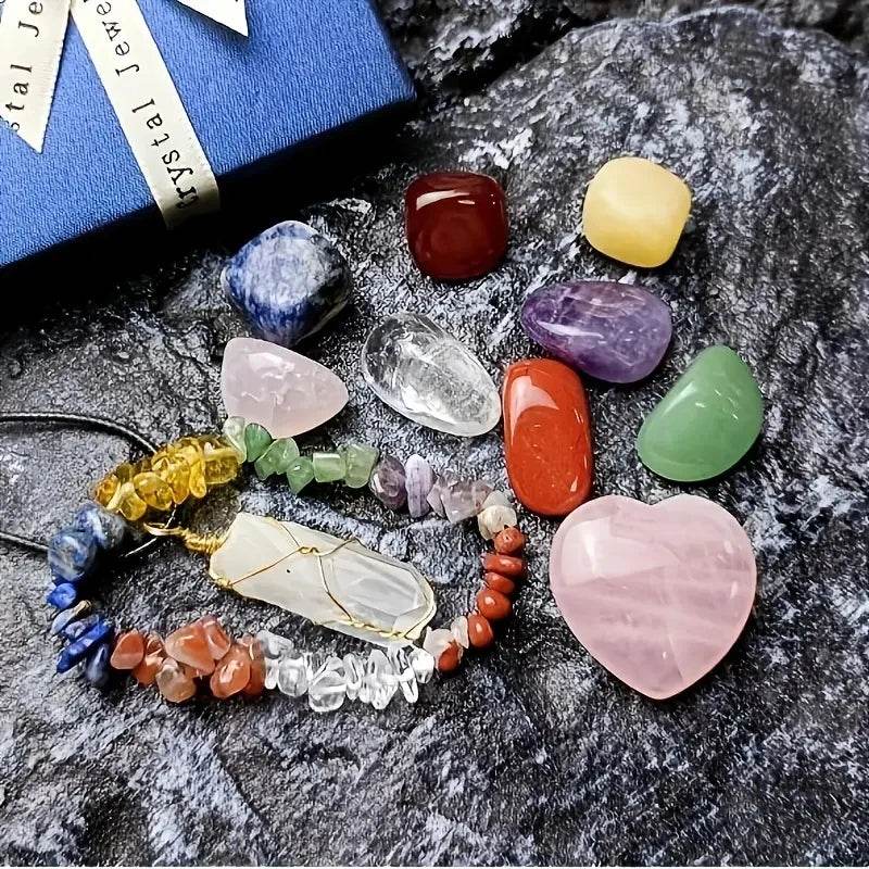11pcs Set Natural Crystal Seven-color Stone Combination Set Powder Crystal Matching Gift Box - zenfulharmony.com