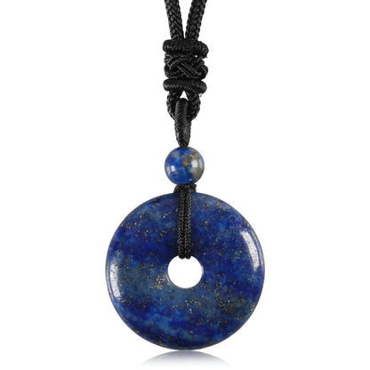 25mm Circle Donut Healing Crystal Quartz Necklace For Women Men Natural Amethyst Stone Amulet Lucky Chakra Coin Charm Pendant - zenfulharmony.com