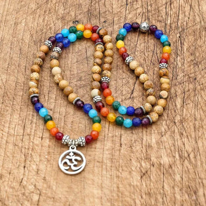 6mm Beads Tiger Eye 7 Chakra Mala Bracelets - zenfulharmony.com