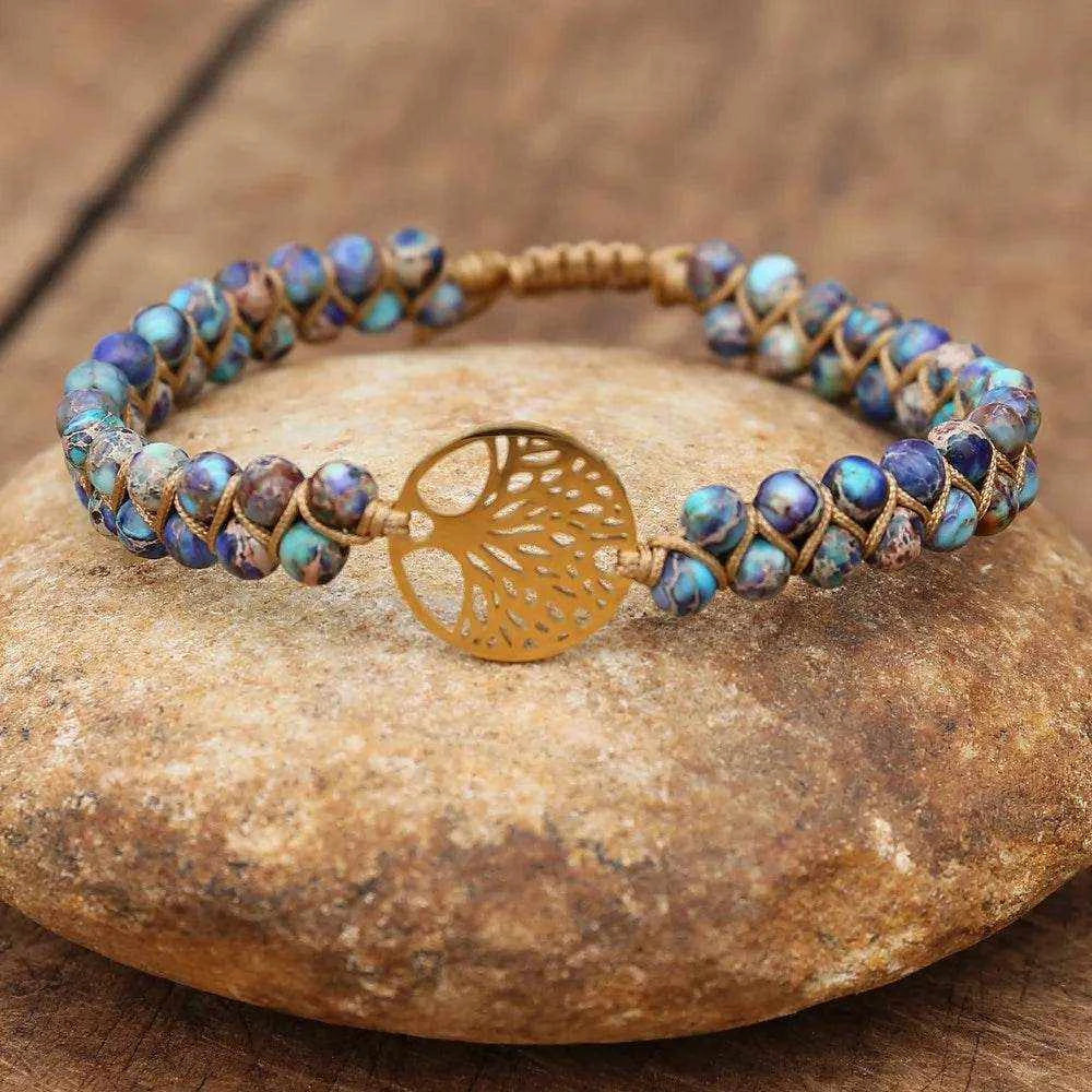 Double Layer Natural Stone African Jasper Bracelets woven Bohemia Zinc - zenfulharmony.com