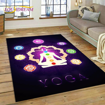 3D Yoga Zen Naturalize Meditation Rainbow 7 Chakra Area Rug,Carpet for Living Room Bedroom Sofa Doormat Decor,Non-slip Floor Mat - zenfulharmony.com