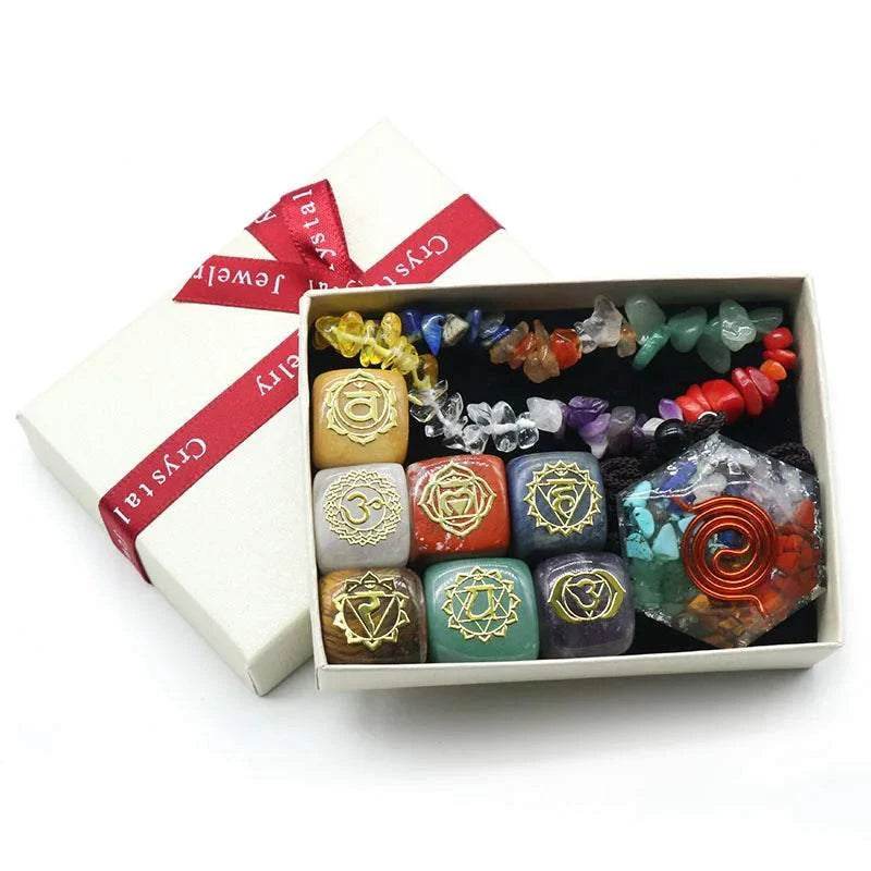 7 Chakra Yoga Symbol Square Crystal Resin Necklace - zenfulharmony.com