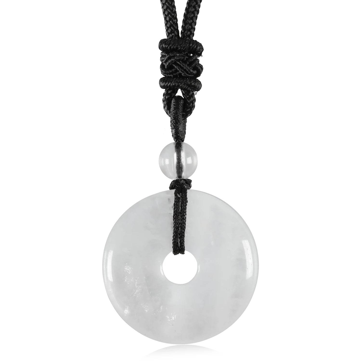 25mm Circle Donut Healing Crystal Quartz Necklace For Women Men Natural Amethyst Stone Amulet Lucky Chakra Coin Charm Pendant - zenfulharmony.com