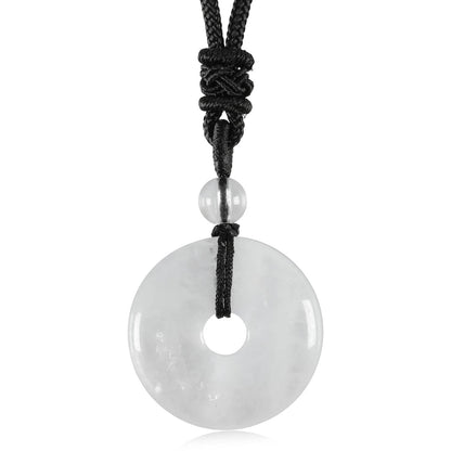 25mm Circle Donut Healing Crystal Quartz Necklace For Women Men Natural Amethyst Stone Amulet Lucky Chakra Coin Charm Pendant - zenfulharmony.com