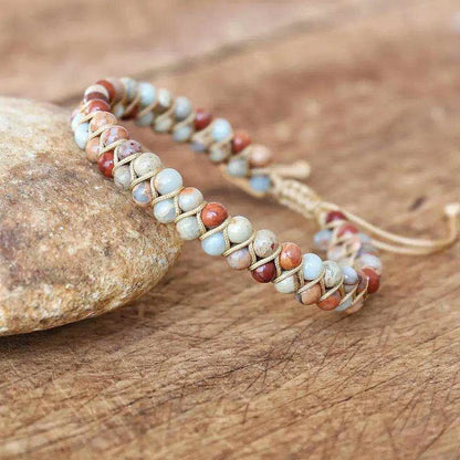 Double Layer Natural Stone African Jasper Bracelets woven Bohemia Zinc - zenfulharmony.com