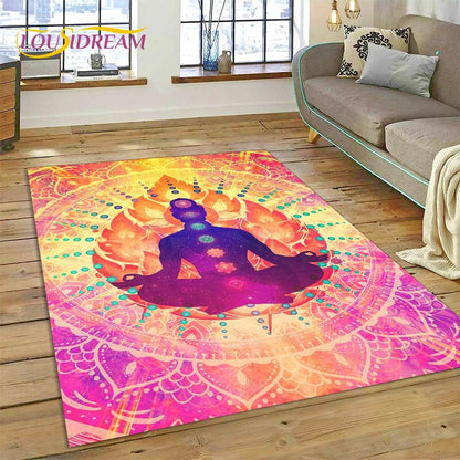 3D Yoga Zen Naturalize Meditation Rainbow 7 Chakra Area Rug,Carpet for Living Room Bedroom Sofa Doormat Decor,Non-slip Floor Mat - zenfulharmony.com
