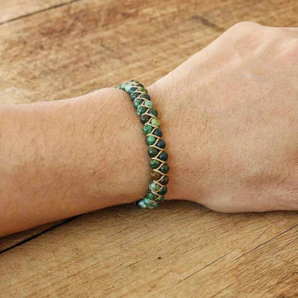 Double Layer Natural Stone African Jasper Bracelets woven Bohemia Zinc - zenfulharmony.com