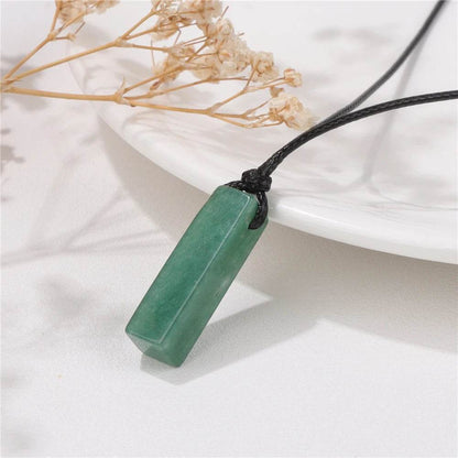 Healing Amethysts Pendant Necklaces Natural Stone Dalmation Rectangle Shape Charm Necklace - zenfulharmony.com