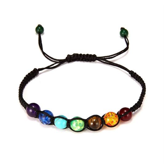 Boho 7 Chakra Healing Beaded Bracelets For Women Men 8mm Reiki Prayer Balance Beads Bracelet Adjustable Braided Bangles Jewelry - zenfulharmony.com